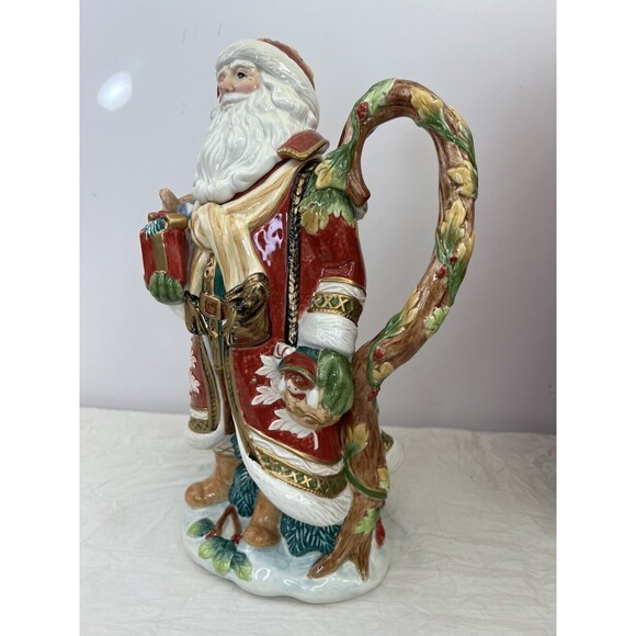 Fitz And Floyd Solstice Santa Handcrafted Christmas Teapot 12” 2005 New Open Box - Picture 12 of 16